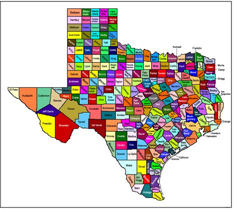 Texas County Map with Cities
